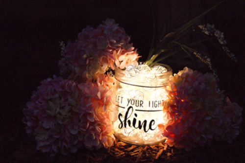 Jar of Light with flowers